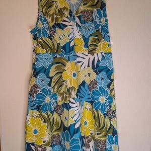 Croft & Barrow Blue and Green Floral Top